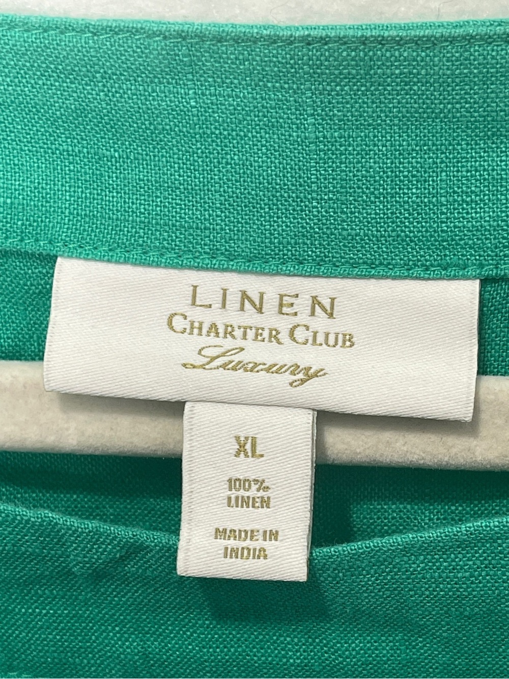 Charter Club Linen Blouse XL Aqua Green Roll Tab Sleeve 100% Linen Boat Neck - Picture 3 of 7